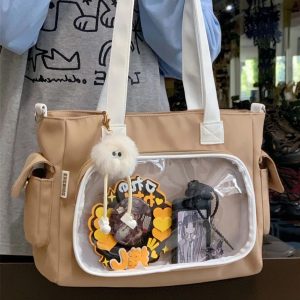 Retro Ita Bag, Transparent Window, Anime Crossbody, Pin Display Bag, Large Capacity, Cute Gift for Anime Fans, Kawaii Shoulder Bag, Bag Gift
