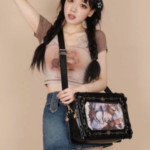 Retro Picture Frame Embossing Tote Bag