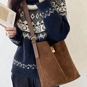 Retro Suede Crossbody Bag – Large Capacity Shoulder & Commuter Purse for Women