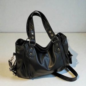 Retro Vegan Leather Shoulder Tote: Classic Large-Capacity Crossbody for Women