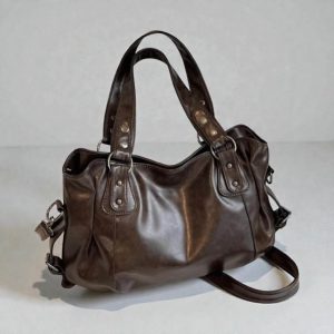 Retro Vegan Leather Shoulder Tote: Classic Large-Capacity Crossbody for Women