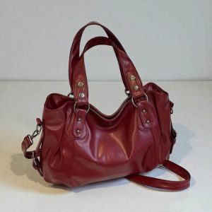Retro Vegan Leather Shoulder Tote: Classic Large-Capacity Crossbody for Women