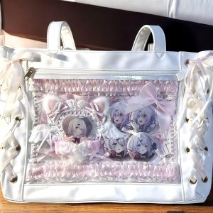 Ribbon Lace-Up Ita Bag, Anime Pin Display Tote