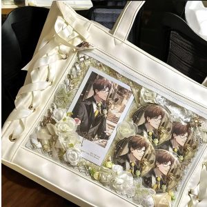 Ribbon Lace-Up Ita Bag, Anime Pin Display Tote