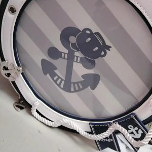 Round Ita Crossbody Bag with Nautical Theme – Clear Display Window, PU Leather Shoulder Purse for Anime Pins Cosplay & Merch Collectors