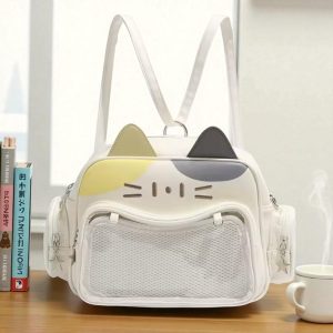 Sac Cat Ita Y2K - Sac à dos Kawaii en cuir PU avec poche transparente