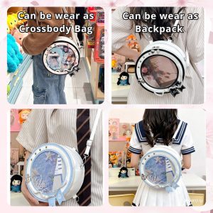 Sailor ita bag & backpack, Kawaii circle ita backpack, crossbody ita bag, kawaii ITA bag, enamel pin ita bag, anime convention ita bag