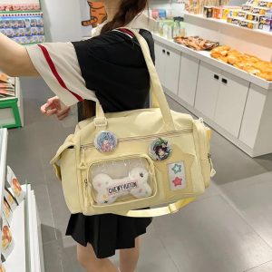 Short Trip Tote Bag for Women | Large Capacity Nylon Crossbody Bag | Subculture Ita Bag | Casual Travel Shoulder Bag