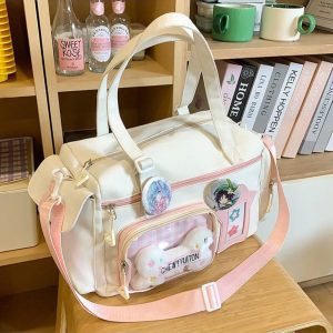 Short Trip Tote Bag for Women | Large Capacity Nylon Crossbody Bag | Subculture Ita Bag | Casual Travel Shoulder Bag