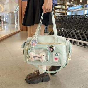 Short Trip Tote Bag for Women | Large Capacity Nylon Crossbody Bag | Subculture Ita Bag | Casual Travel Shoulder Bag