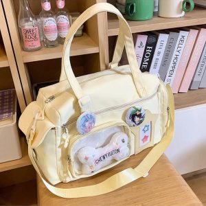 Short Trip Tote Bag for Women | Large Capacity Nylon Crossbody Bag | Subculture Ita Bag | Casual Travel Shoulder Bag