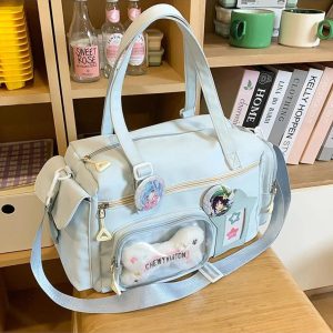 Short Trip Tote Bag for Women | Large Capacity Nylon Crossbody Bag | Subculture Ita Bag | Casual Travel Shoulder Bag