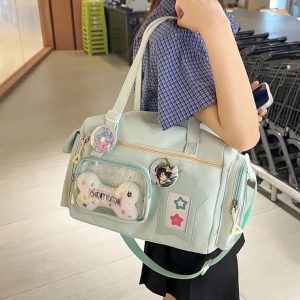 Short Trip Tote Bag for Women | Large Capacity Nylon Crossbody Bag | Subculture Ita Bag | Casual Travel Shoulder Bag