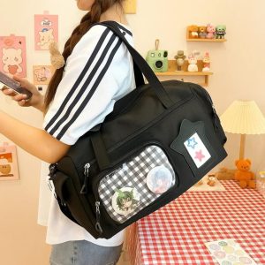 Short Trip Tote Bag for Women | Large Capacity Nylon Crossbody Bag | Subculture Ita Bag | Casual Travel Shoulder Bag