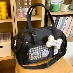 Short Trip Tote Bag for Women | Large Capacity Nylon Crossbody Bag | Subculture Ita Bag | Casual Travel Shoulder Bag