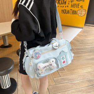 Short Trip Tote Bag for Women | Large Capacity Nylon Crossbody Bag | Subculture Ita Bag | Casual Travel Shoulder Bag