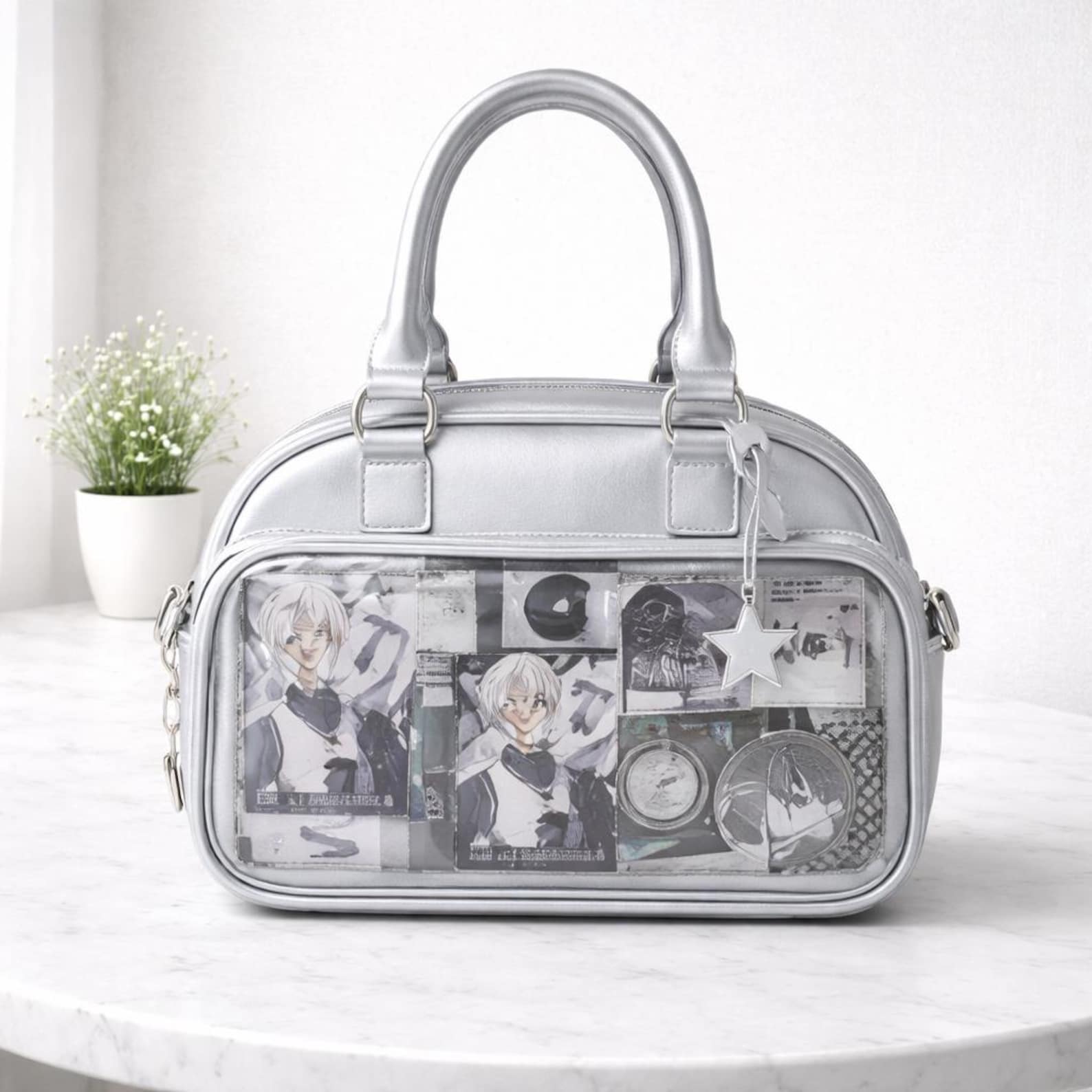 Silver Ita Bag Crossbody Backpack with Display Insert
