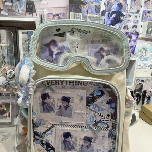 Ski Goggle Ita Backpack – Dual Window Display Anime Bag for Pins, Keychains & Merch, Clear Cosplay Rucksack Gift