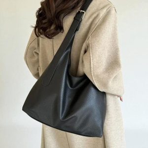 Slouchy Vegan Leather Shoulder Bag
