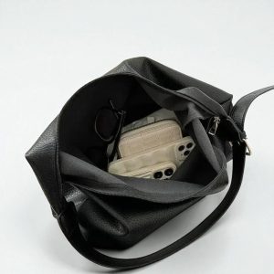 Slouchy Vegan Leather Shoulder Bag