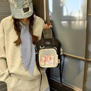 Small Crossbody Bag, Pin Display Bag, Transparent Window Messenger Bag, Cute Anime Kawaii Purse, Clear Pocket Shoulder Bag for Pins