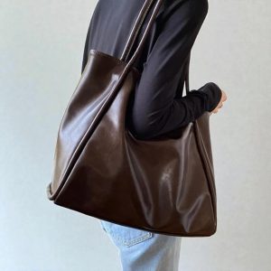 Soft Vegan Retro Tote – Spacious Women’s Underarm Shoulder Bag Fashion Elegant Purse