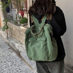 Solid Color Canvas Backpack, Custom  Large Student Bag, School Canvas Backpack, Travel, Work, Casual Backpack, Birthday Gift, Gift for Her