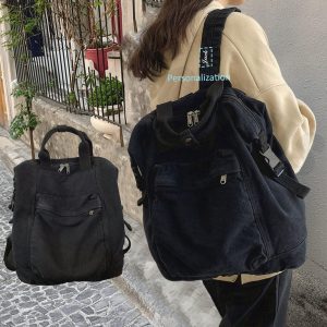 Solid Color Canvas Backpack, Custom  Large Student Bag, School Canvas Backpack, Travel, Work, Casual Backpack, Birthday Gift, Gift for Her