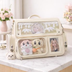 Solid Color Ita Bag Crossbody Backpack with Clear Display Window