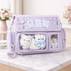 Solid Color Ita Bag Crossbody Backpack with Clear Display Window