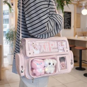 Solid Color Ita Bag Crossbody Backpack with Clear Display Window