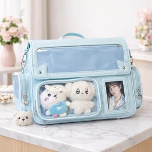 Solid Color Ita Bag Crossbody Backpack with Clear Display Window