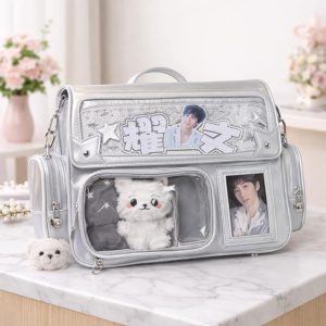 Solid Color Ita Bag Crossbody Backpack with Clear Display Window