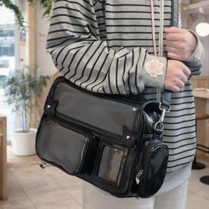 Solid Color Ita Bag Crossbody Backpack with Clear Display Window