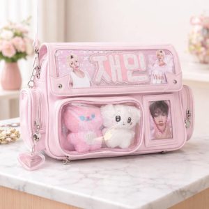 Solid Color Ita Bag Crossbody Backpack with Clear Display Window