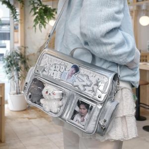 Solid Color Ita Bag Crossbody Backpack with Clear Display Window