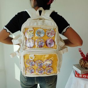 Spacious Ita Backpack for School – Lightweight Durable Ita Bag in 5 Colors – Cute Anime Pin Display Harajuku Kawaii Backpack