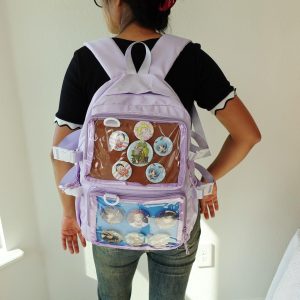 Spacious Ita Backpack for School – Lightweight Durable Ita Bag in 5 Colors – Cute Anime Pin Display Harajuku Kawaii Backpack