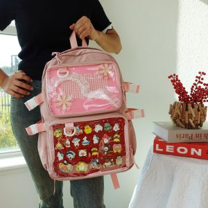 Spacious Ita Backpack for School – Lightweight Durable Ita Bag in 5 Colors – Cute Anime Pin Display Harajuku Kawaii Backpack