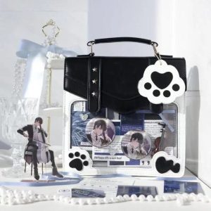 Square Ita Backpack – Kawaii JK Uniform Style PU Harajuku Shoulder Handbag with Transparent Pocket