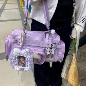 Star Fan Ita Shoulder Bag – PU Leather Transparent Display Handbag with Side Display Windows and Card Slot | Gift for Idol Fans
