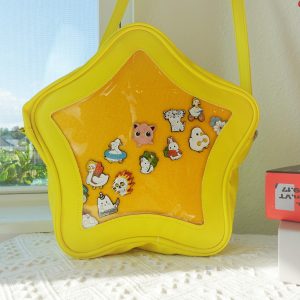 Star Ita Bag Crossbody, Kawaii Pin Display Cross body, Clear Window Purse for Anime Pins, Cute Shoulder Bag for Collectors, Unique Itabag.