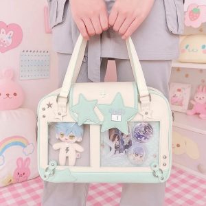 Star Yellow Ita Bag Women Transparent Shoulder Tote | Large Capacity Harajuku Crossbody Bag Y2K Fashion Purse