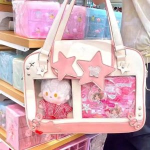 Star Yellow Ita Bag Women Transparent Shoulder Tote | Large Capacity Harajuku Crossbody Bag Y2K Fashion Purse