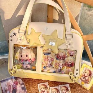 Star Yellow Ita Bag Women Transparent Shoulder Tote | Large Capacity Harajuku Crossbody Bag Y2K Fashion Purse
