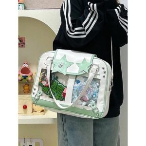 Star Yellow Ita Bag Women Transparent Shoulder Tote | Large Capacity Harajuku Crossbody Bag Y2K Fashion Purse