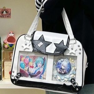 Star Yellow Ita Bag Women Transparent Shoulder Tote | Large Capacity Harajuku Crossbody Bag Y2K Fashion Purse