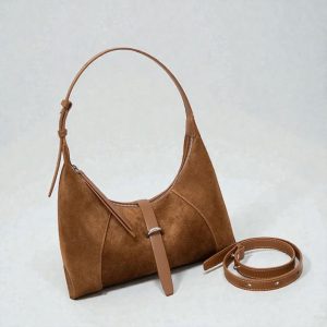 Suede Leather Shoulder Bag: Women’s Cowhide Crossbody Handbag