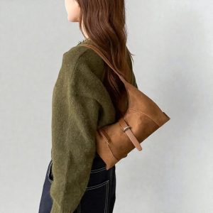 Suede Leather Shoulder Bag: Women’s Cowhide Crossbody Handbag
