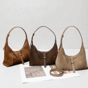 Suede Leather Shoulder Bag: Women’s Cowhide Crossbody Handbag